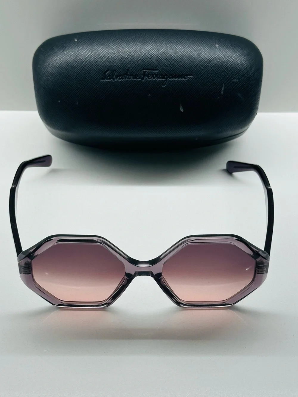 Salvatore Ferragamo Gradient Grey Geometric Sunglasses